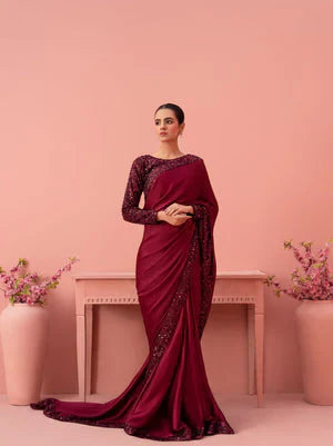 Mahroon Saree