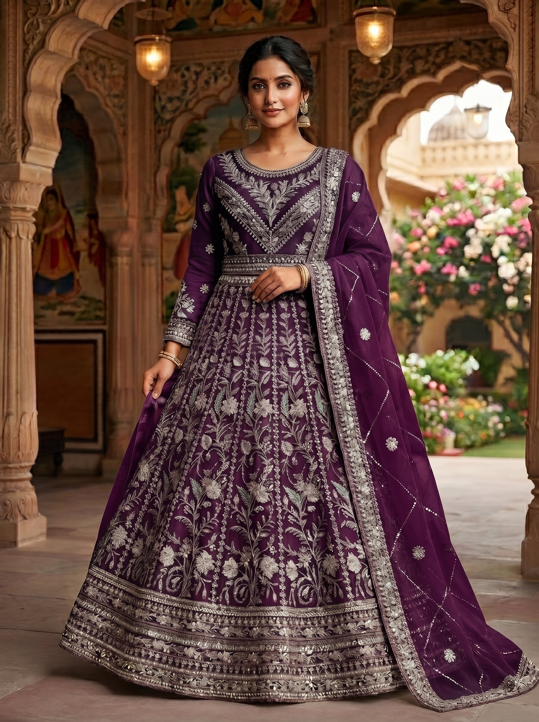 Purple Party Wear Maxi