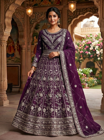 Purple Party Wear Maxi