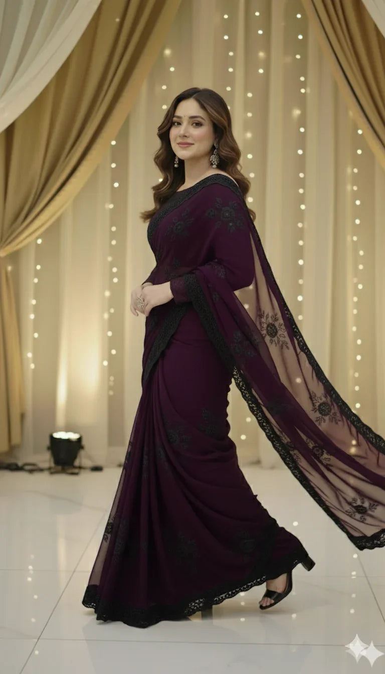 PURPLE PEARL HANDMADE SAREE