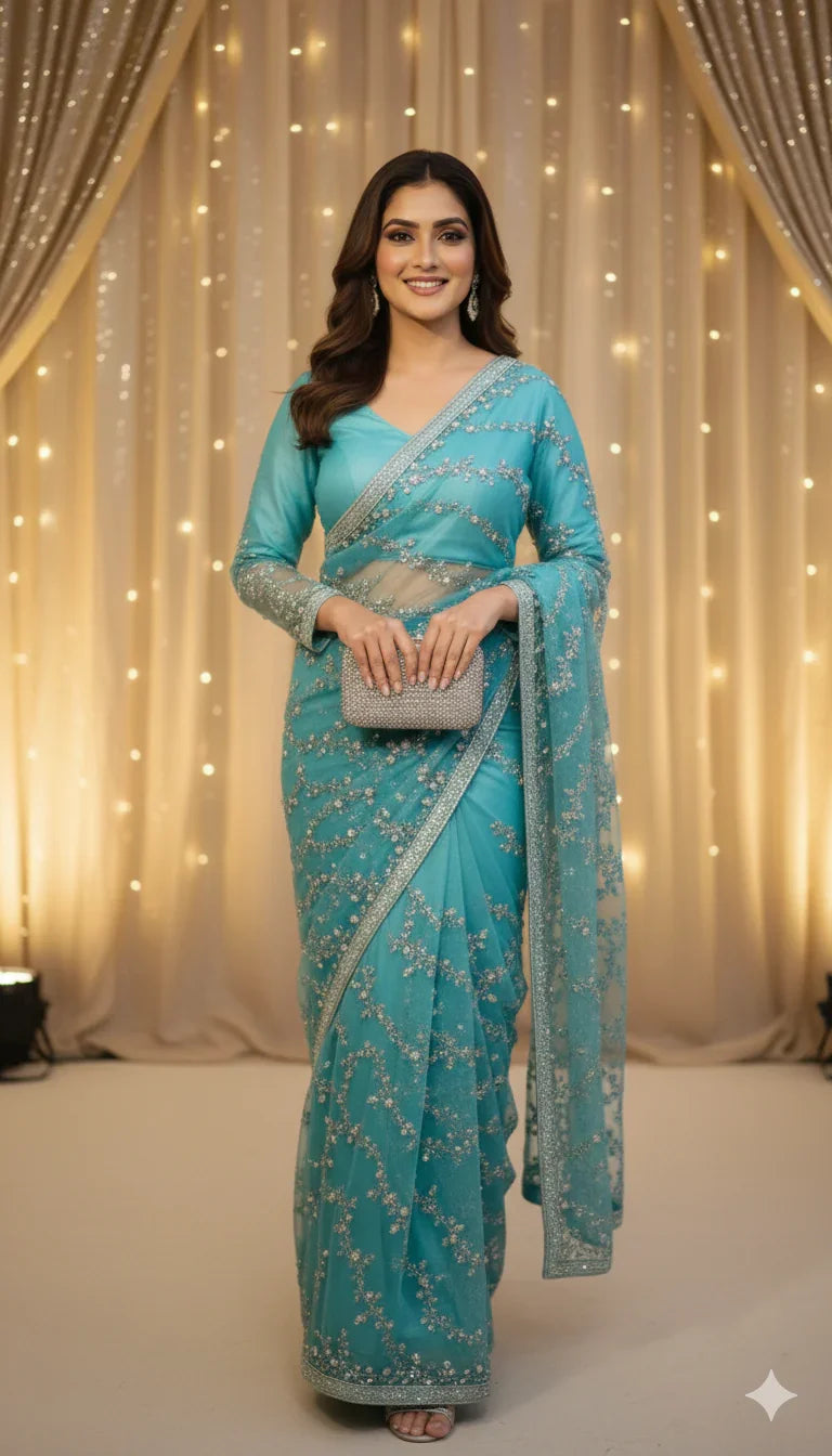 FROZE PEARL HANDMADE SAREE