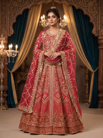 Mahroon Party Wear Maxi