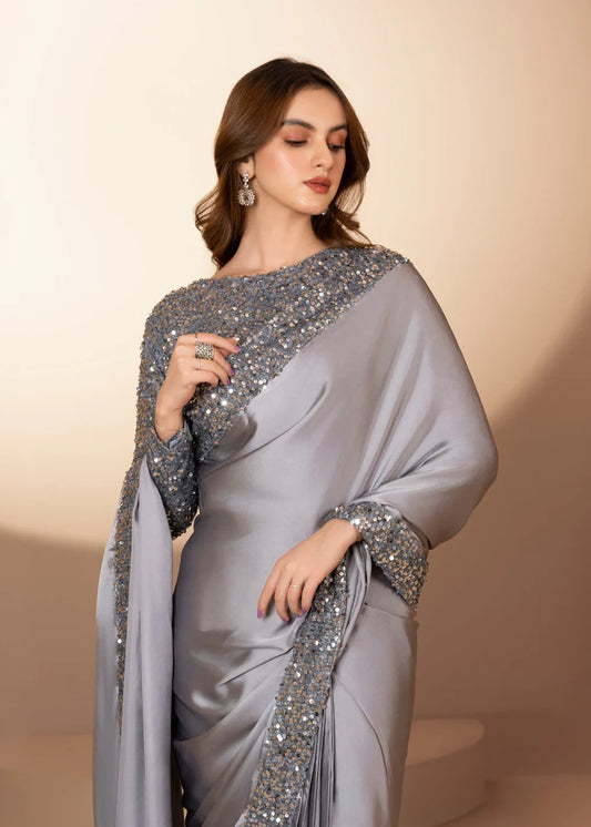 Grey Silk Saree